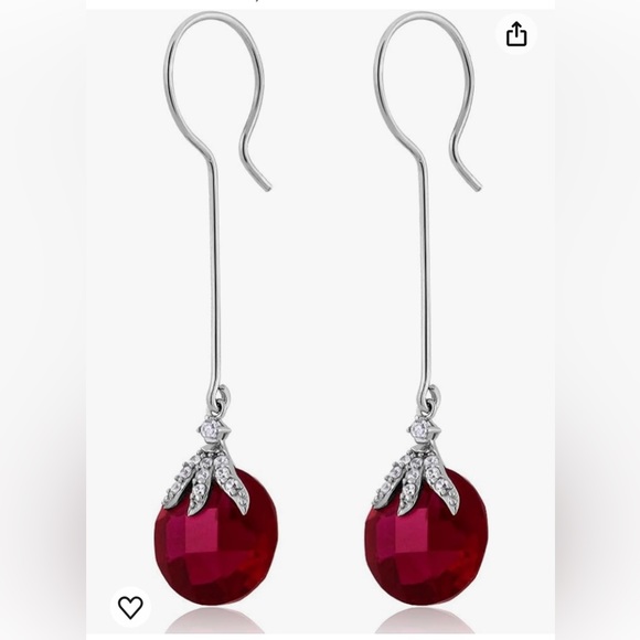 Gem Stone King Ruby  Sterling Silver Earrings - Picture 1 of 9